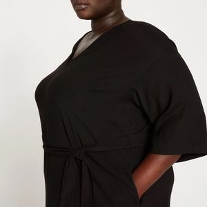 black v-neck twill dress from Universal Standard